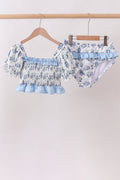 Blue Beach Smocked UPF Swim Set