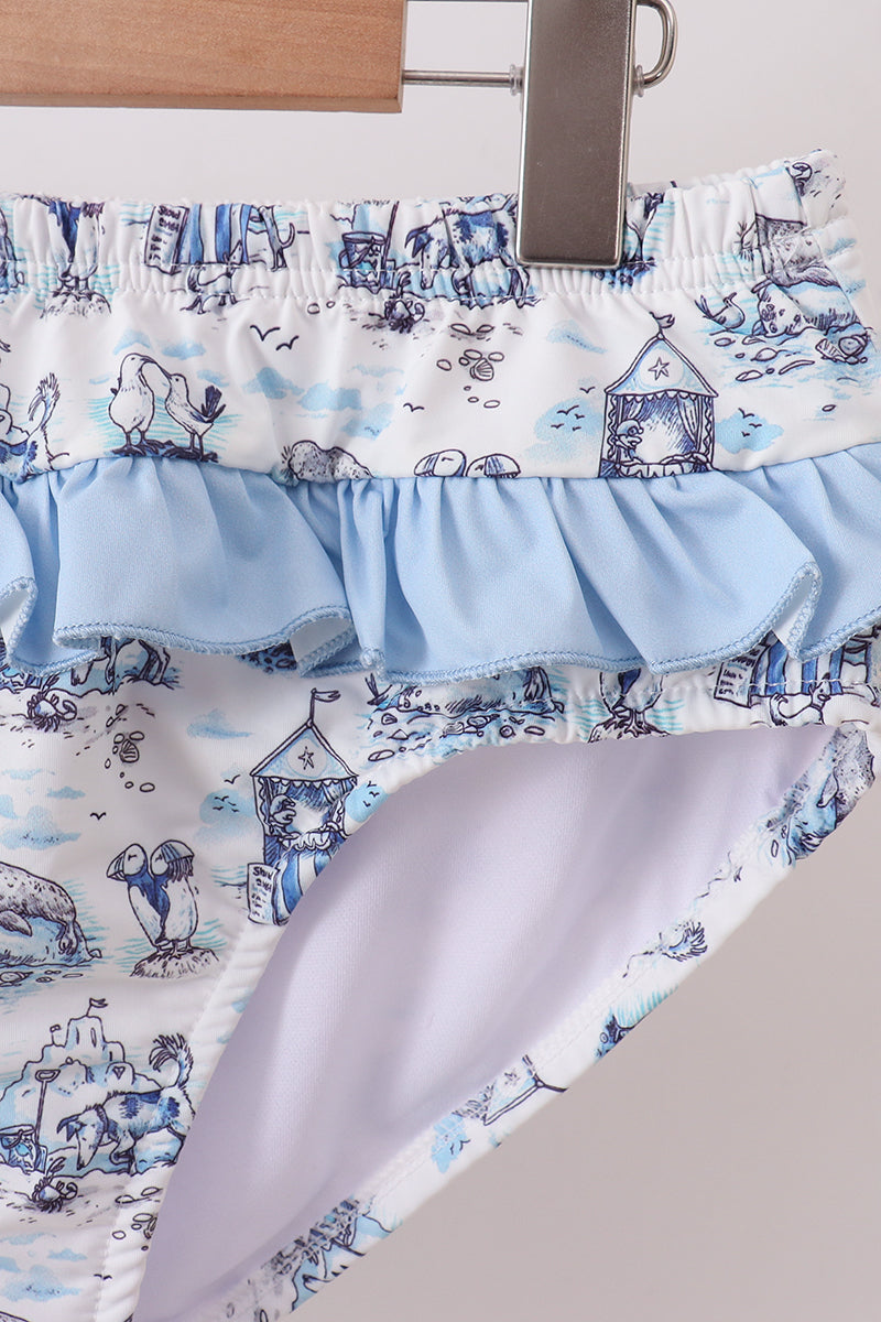 Blue Beach Smocked UPF Swim Set